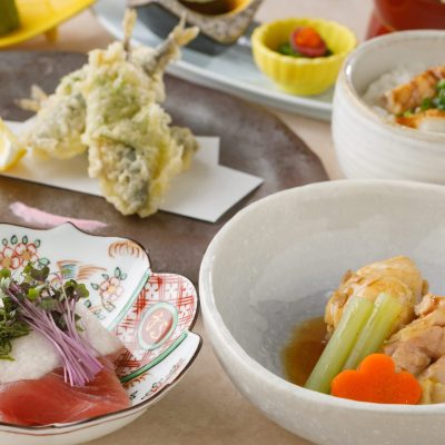 5月おすすめランチ「初鰹の山掛けユッケときびなご天婦羅御膳」